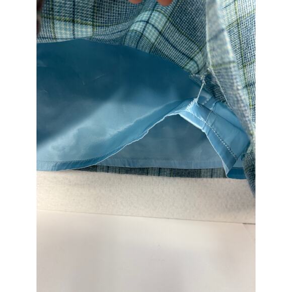 Fall Winter Vintage Pendleton 100% Wool Blue Plaid A-Line Side Zip Lined Skirt - Picture 3 of 7